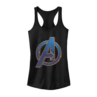 Juniors' Marvel Avengers Blue Metallic Logo Tank Top