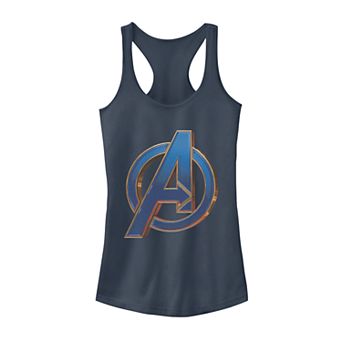 Juniors' Marvel Avengers Blue Metallic Logo Tank Top