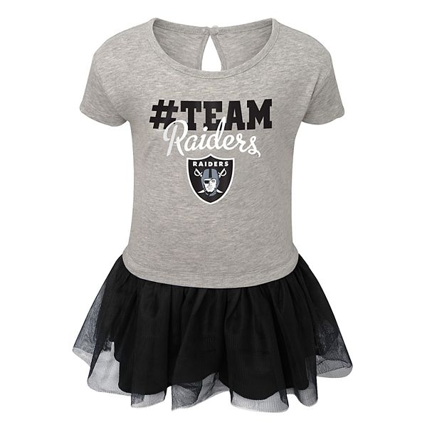 Outerstuff Girls Toddler Black Las Vegas Raiders Too Cute Tri-Blend Short Sleeve Dress Size:3T