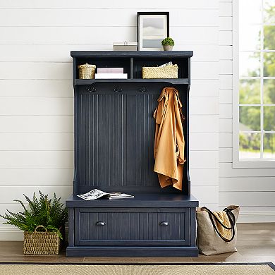 Crosley Seaside Hall Tree in Distressed Navy