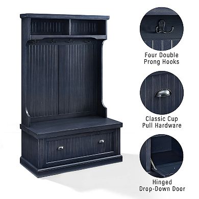 Crosley Seaside Hall Tree in Distressed Navy