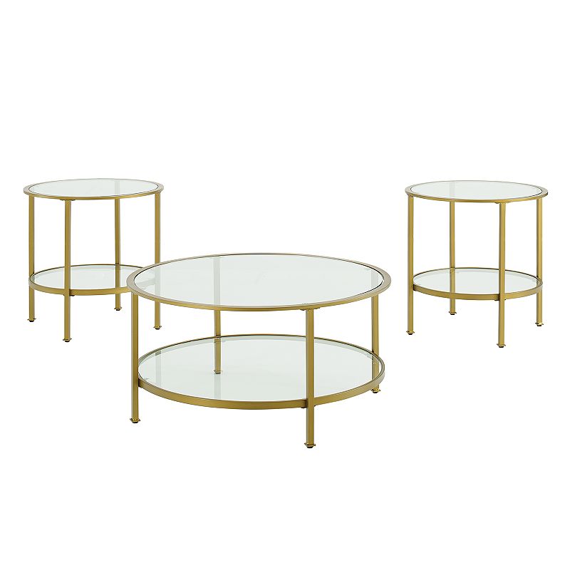 Crosley Aimee Coffee and Side Tables 3-Piece Set, Gold