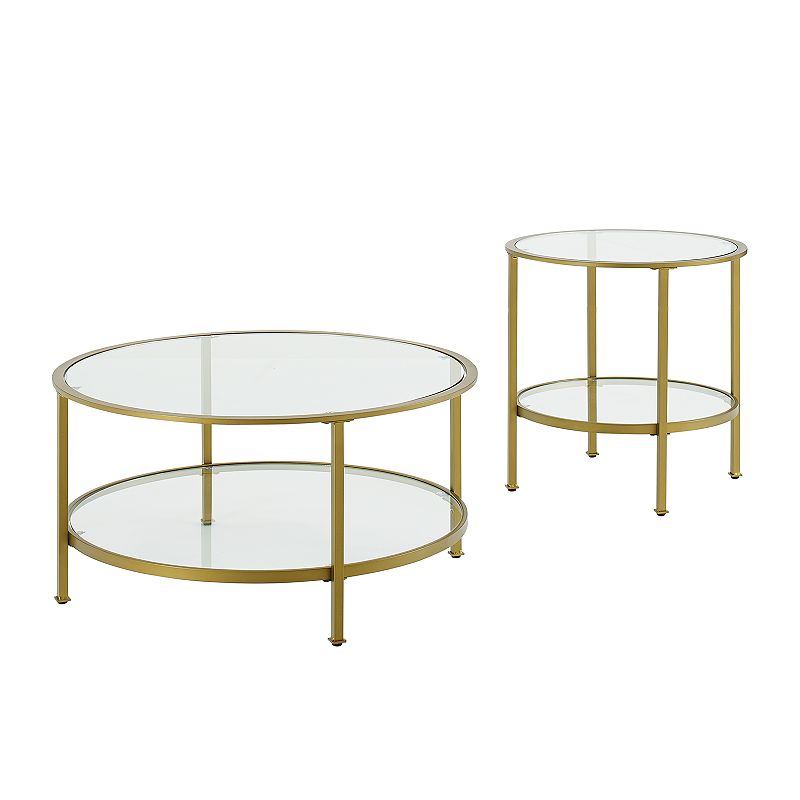 Crosley Aimee Coffee and End Table 2-Piece Set, Gold