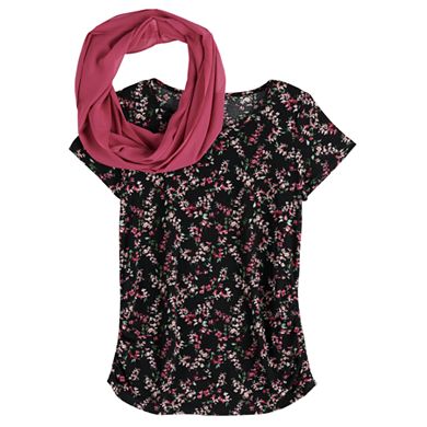 Women's ELLE Scarf & Ruched-Side Top