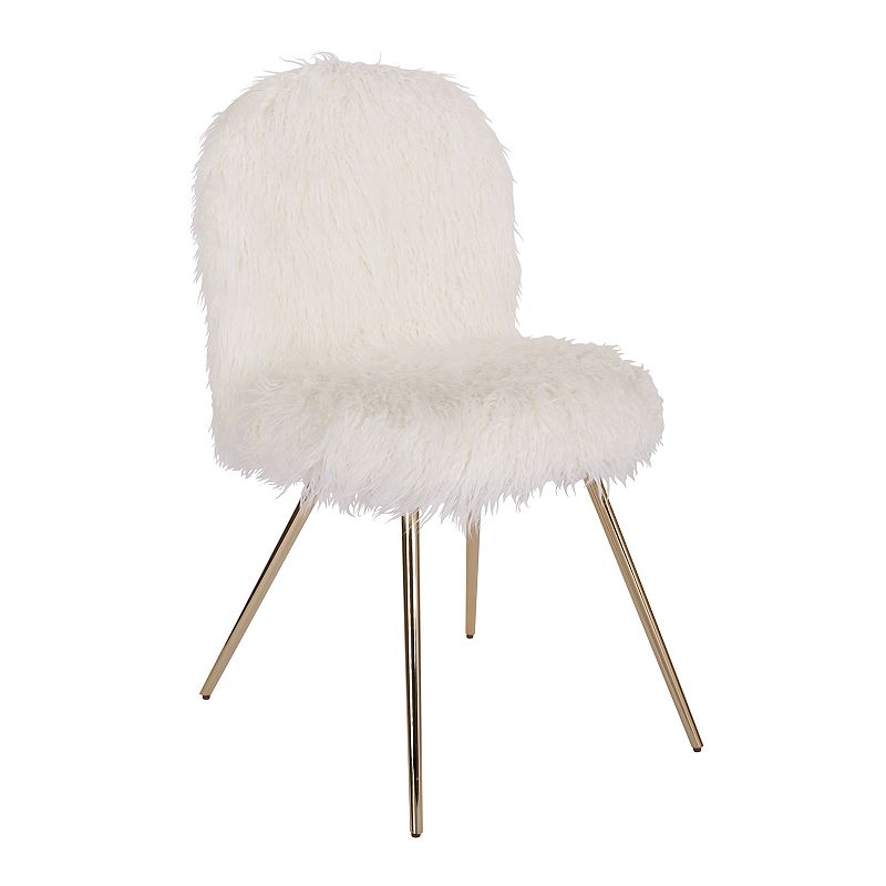 OSP Home Furnishings Julia Faux Fur Accent Chair, White