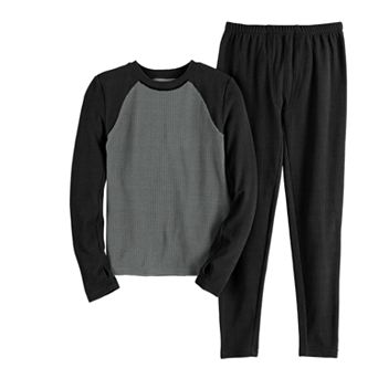 Boys 6-18 Cuddl Duds® 2 pc Texture Grid Base Layer Set