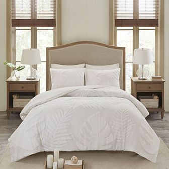 Madison Park Osanna 3 pc Tufted Chenille Palm Coastal Cotton Comforter Set