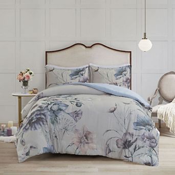 Madison Park Gisele 3 pc Floral Cotton Printed Duvet Cover Set with Shams