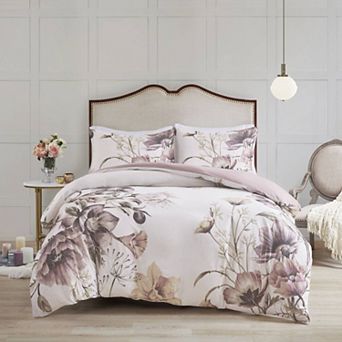 Madison Park Gisele 3 pc Floral Cotton Printed Duvet Cover Set with Shams