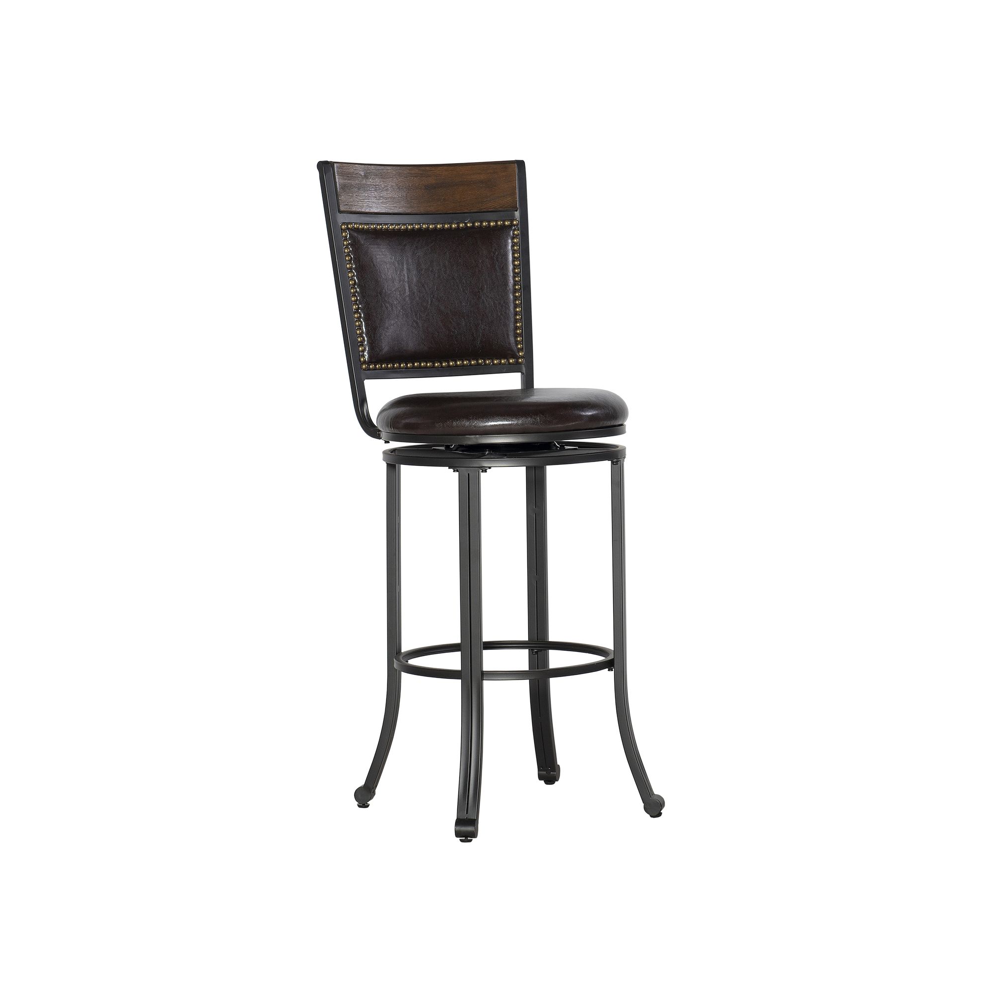 Linon Franklin Swivel Bar Stool, Brown