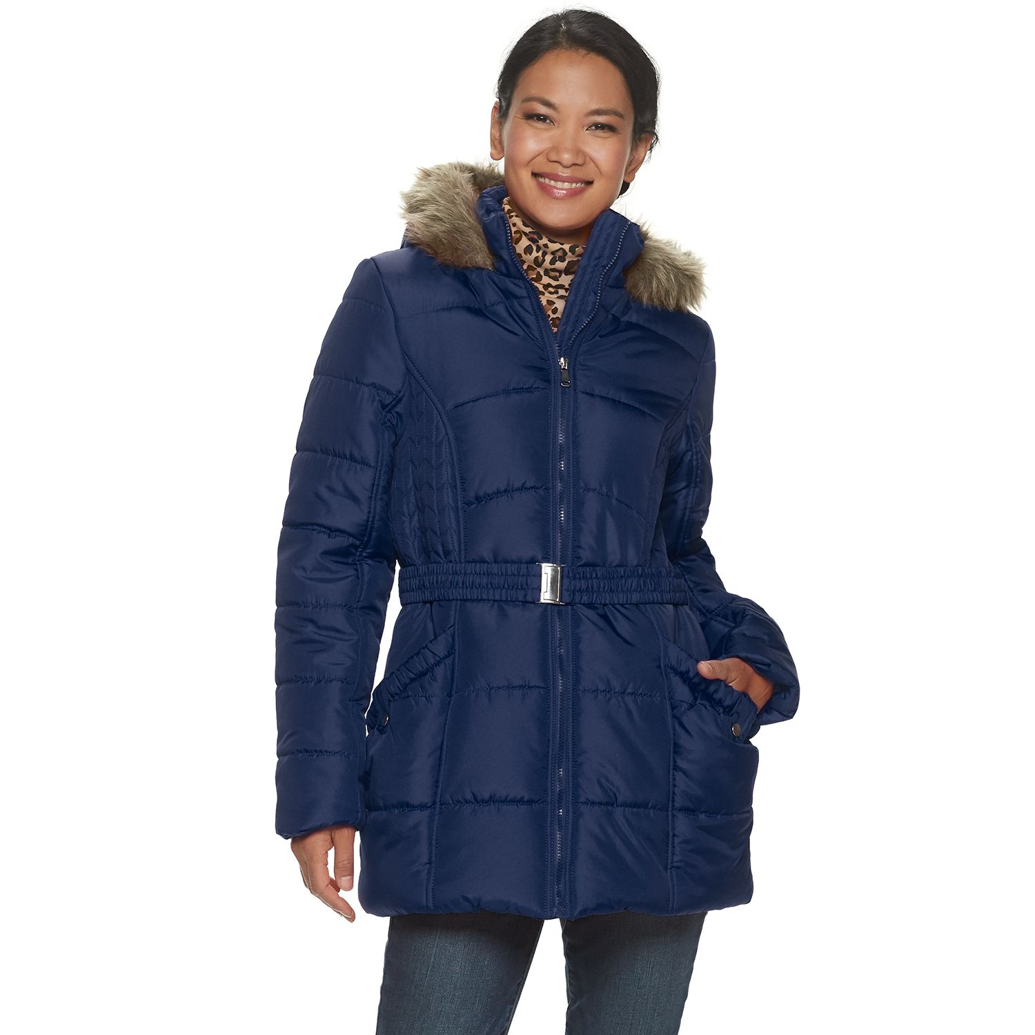 faux fur puffer jacket women's