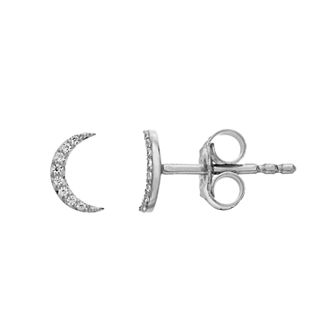 LC Lauren Conrad Sterling Silver Lab-Created White Sapphire Crescent Moon Stud Earrings