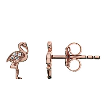 LC Lauren Conrad 10k Rose Gold Over Silver Lab-Created White Sapphire Flamingo Stud Earrings
