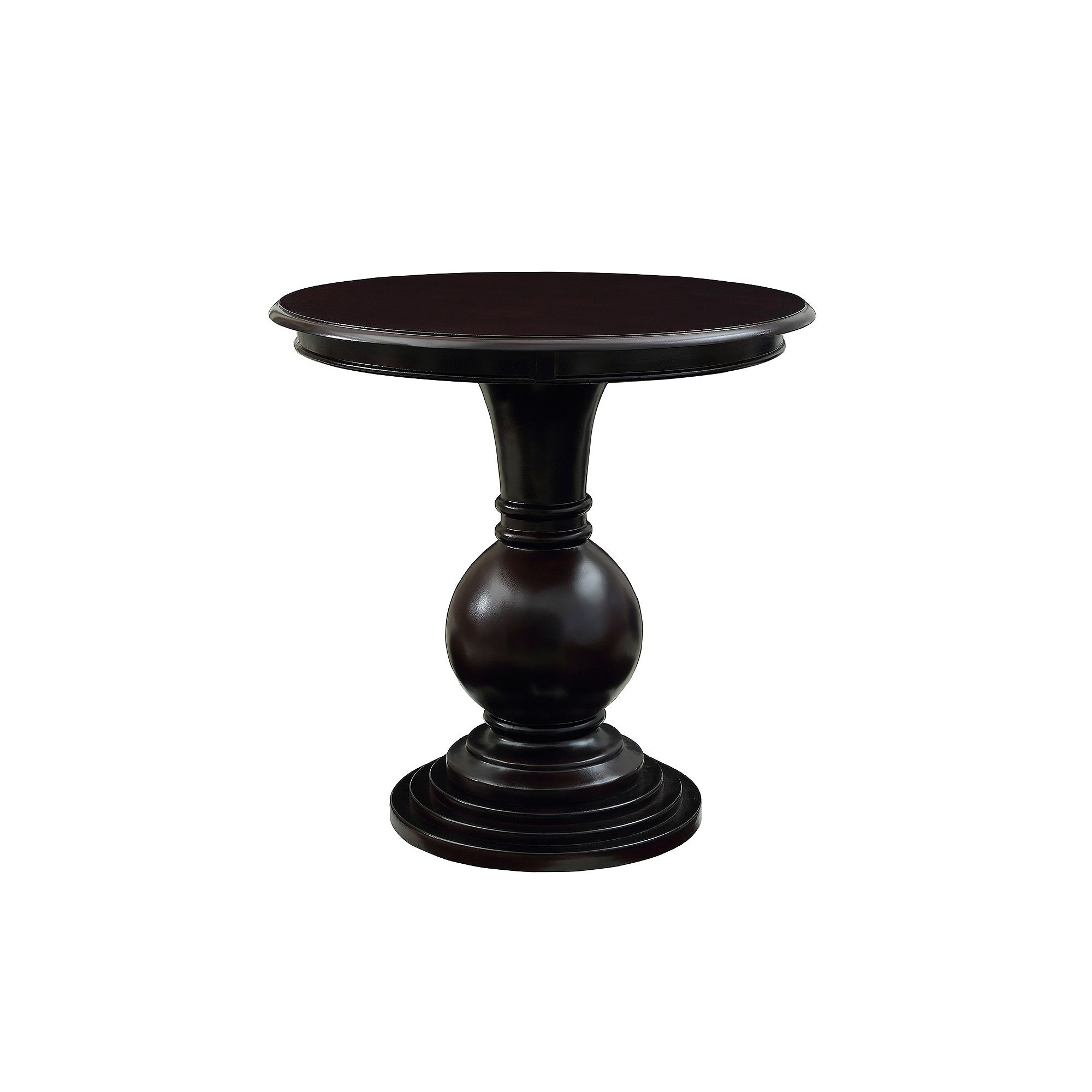 Linon Round Pedestal End Table, Brown