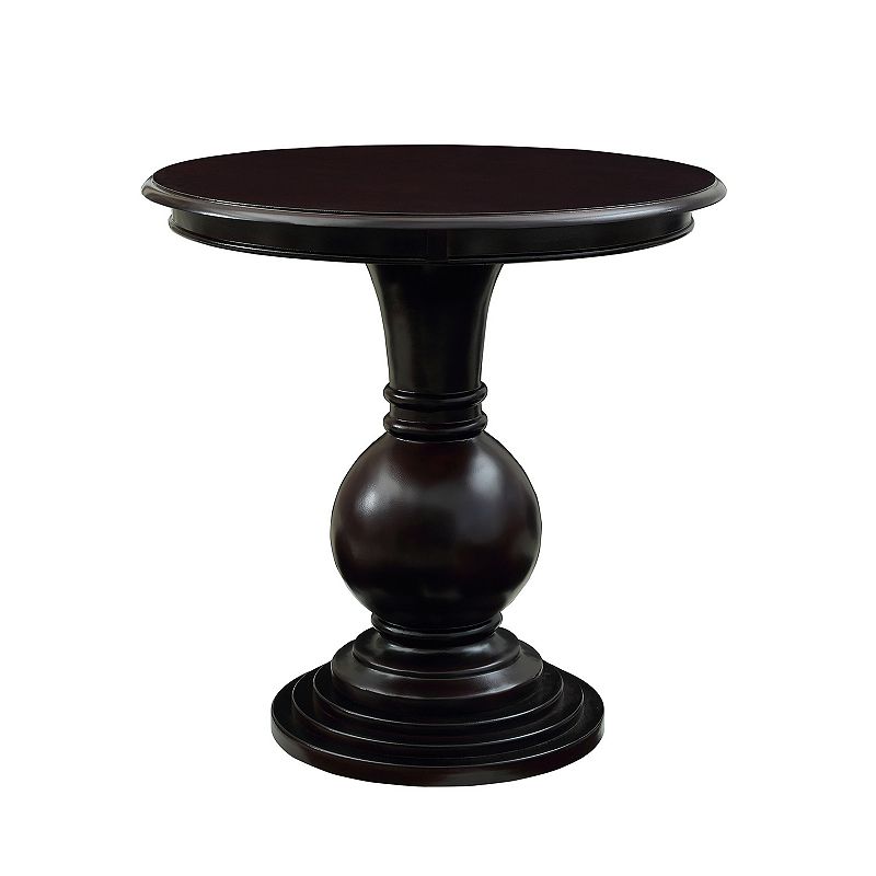 Linon Round Pedestal End Table, Brown