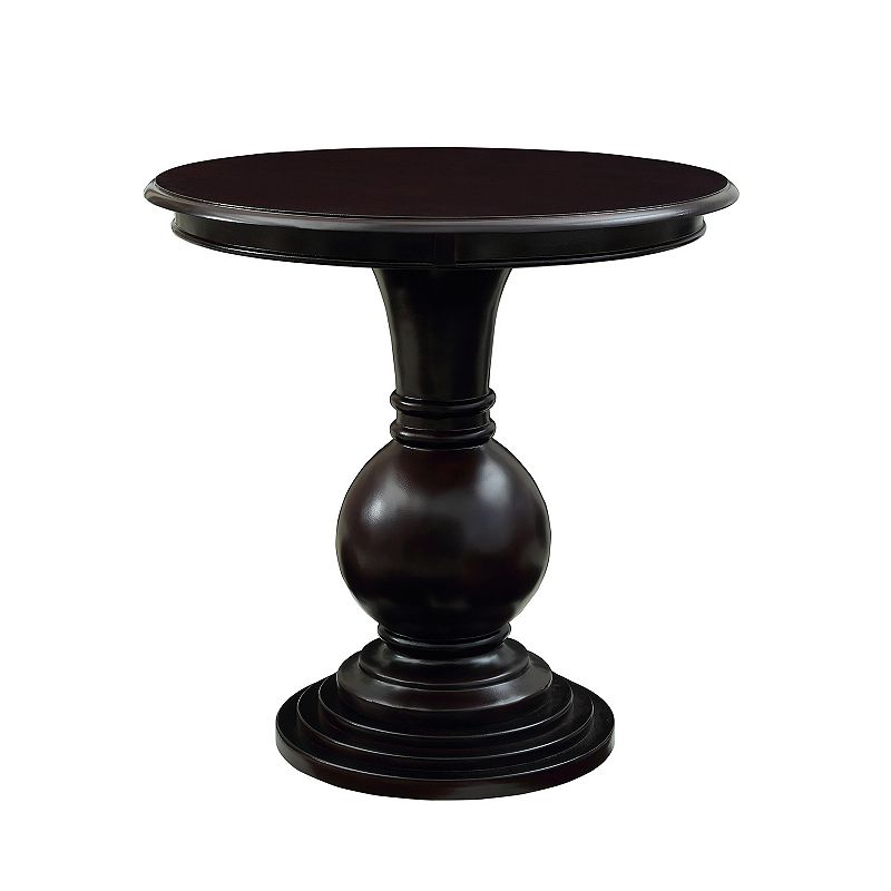 Adeline Modern Farmhouse Round Pedestal Accent Side Table  Espresso
