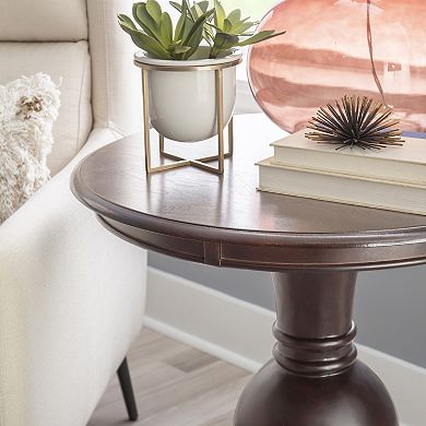 Linon Round Pedestal End Table