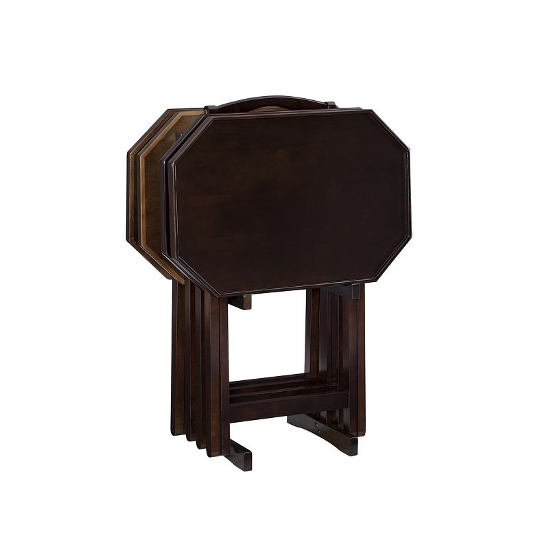 Linon James Tray Table & Stand 5-piece Set, Brown