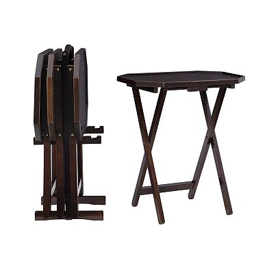 Linon James Tray Table & Stand 5-piece Set