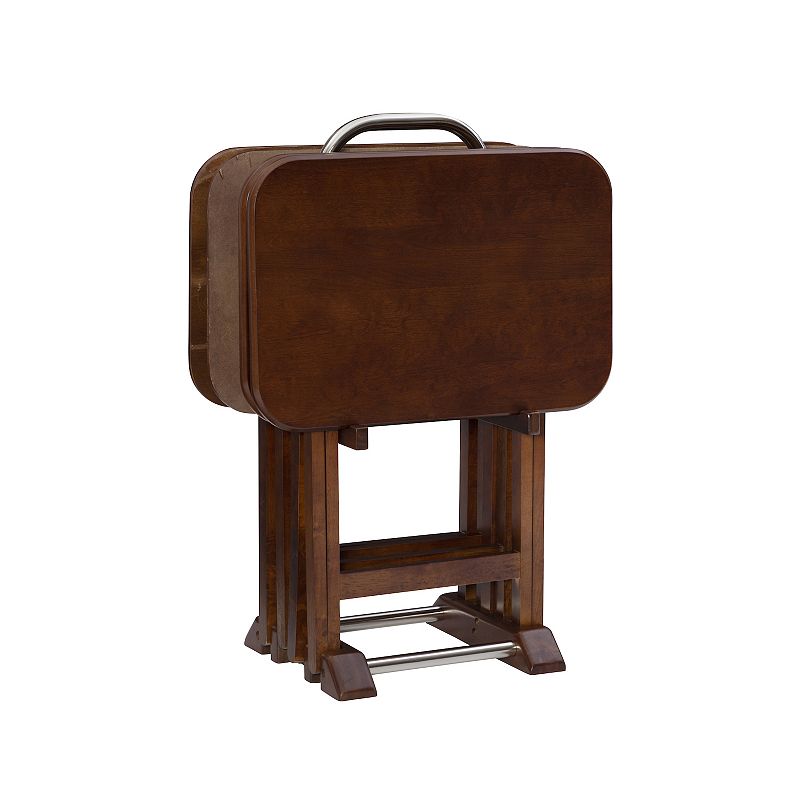 Linon Burke Tray Table & Stand 5-piece Set, Brown