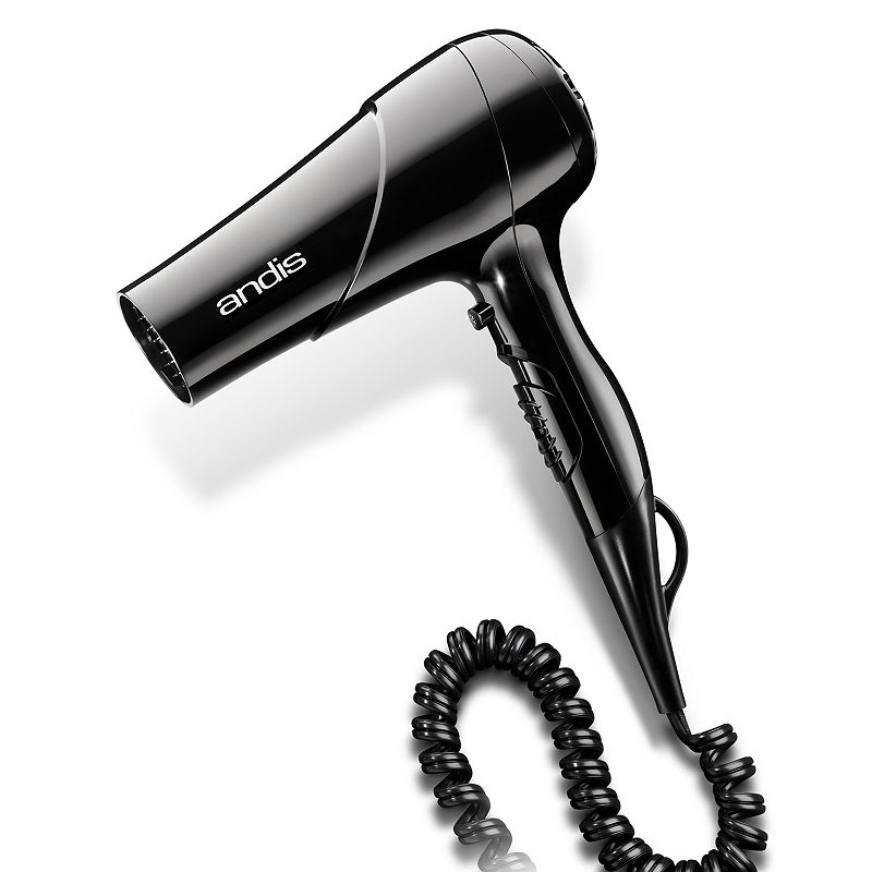Andis 1875W Dryer, Tourmaline/Ionic Black, 8FT coiled cord