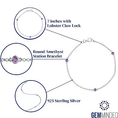 Gemminded Silver Gemstone Stationed Bracelet