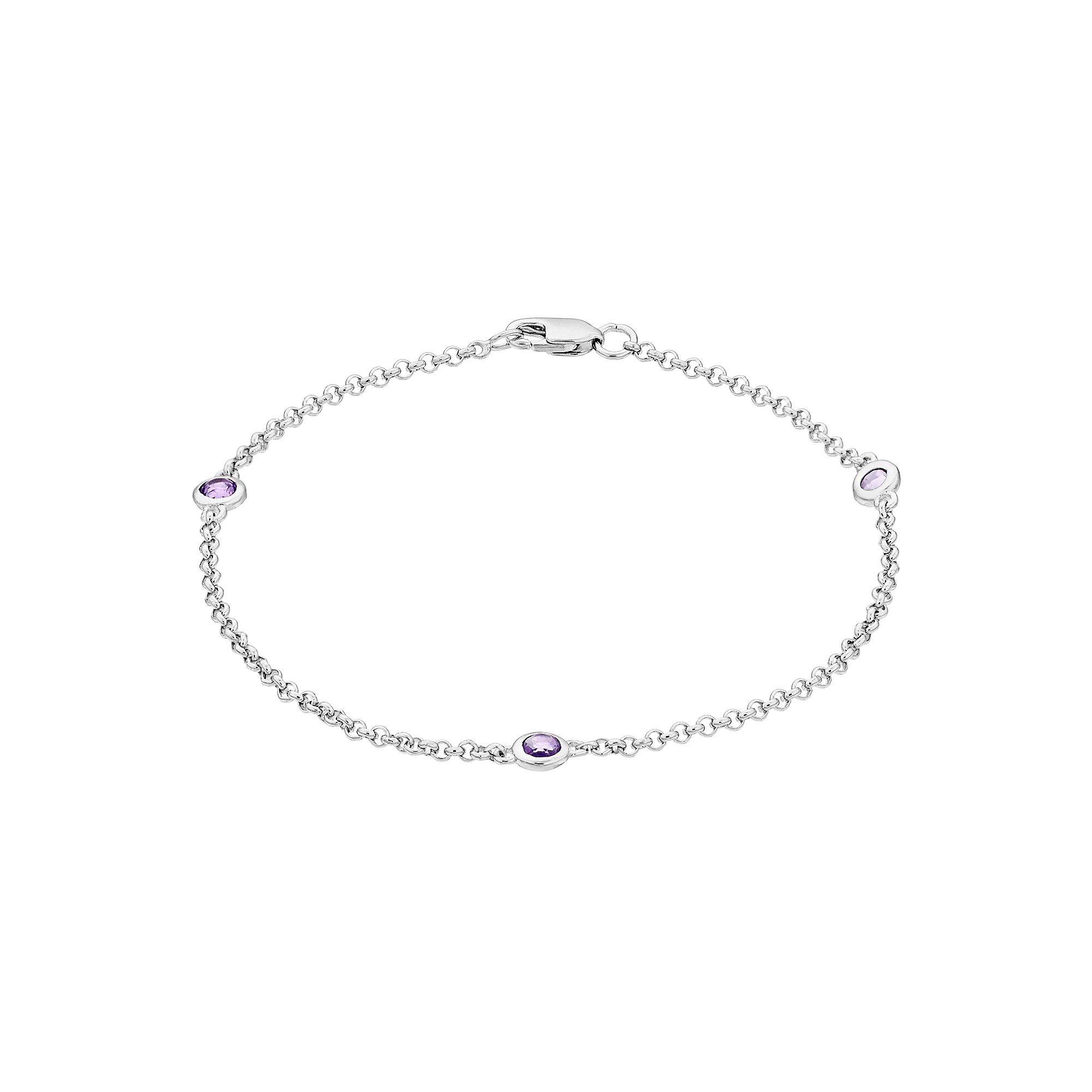 Gemminded Silver Gemstone Stationed Bracelet, Womens, Size: 7, Purple