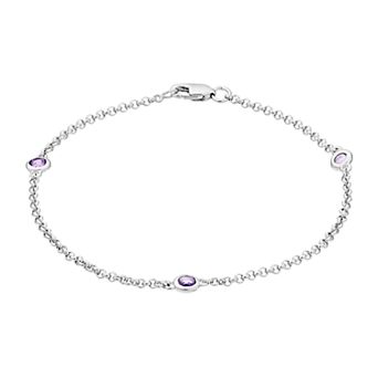 Gemminded Silver Gemstone Stationed Bracelet