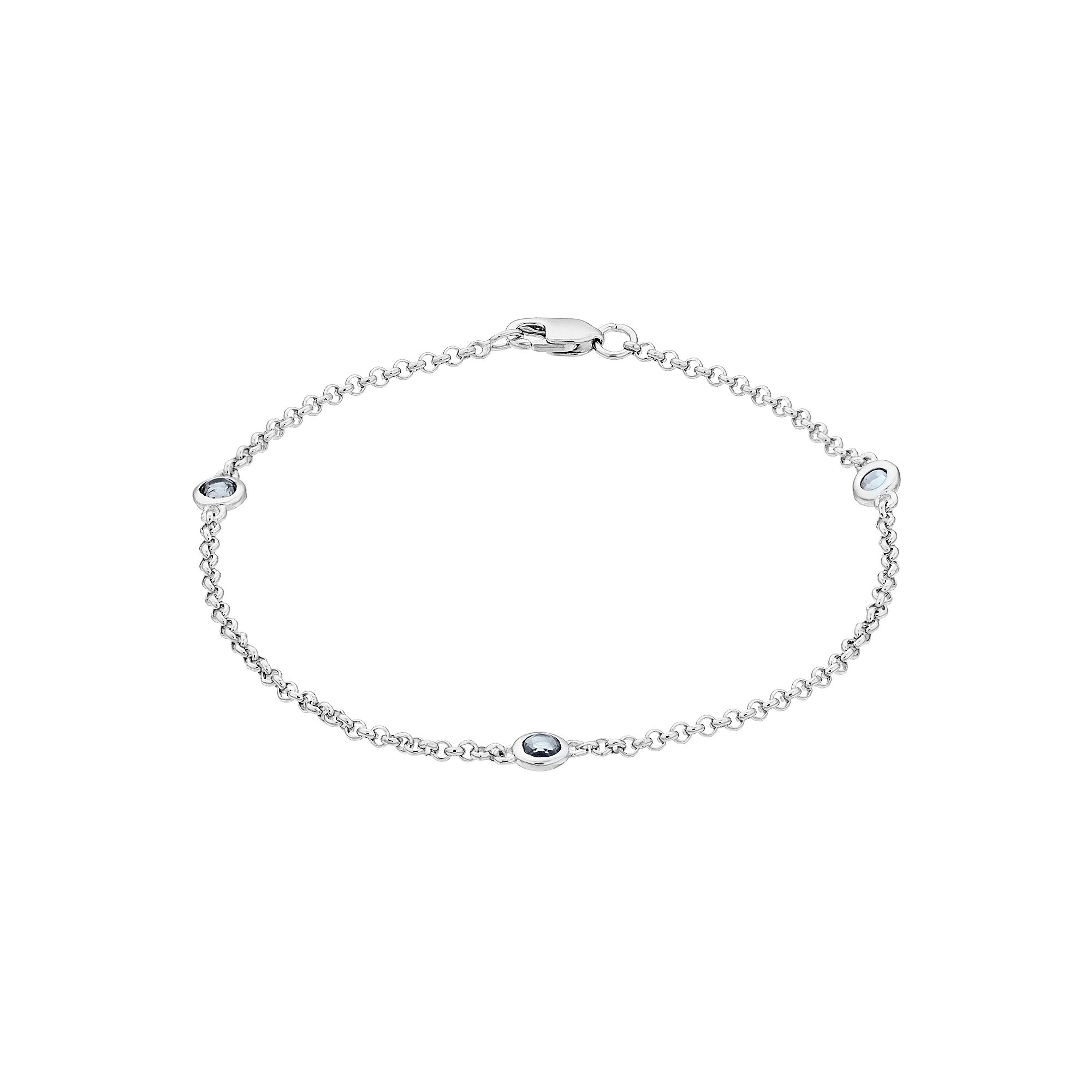 Gemminded Silver Gemstone Stationed Bracelet, Womens, Size: 7, Aquamari