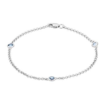 Gemminded Silver Gemstone Stationed Bracelet