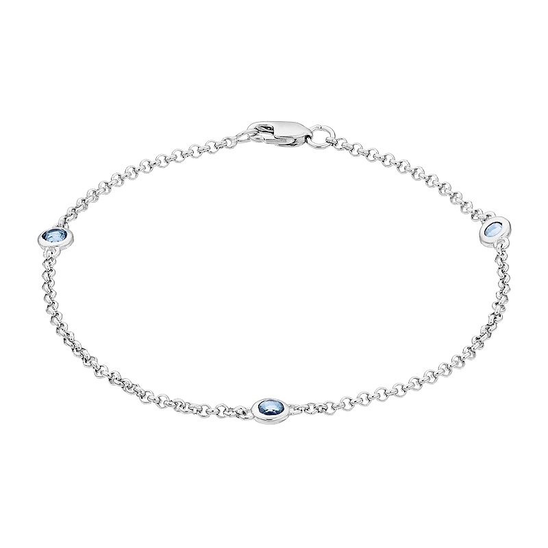 51810721 Silver Gemstone Stationed Bracelet, Womens, Size:  sku 51810721