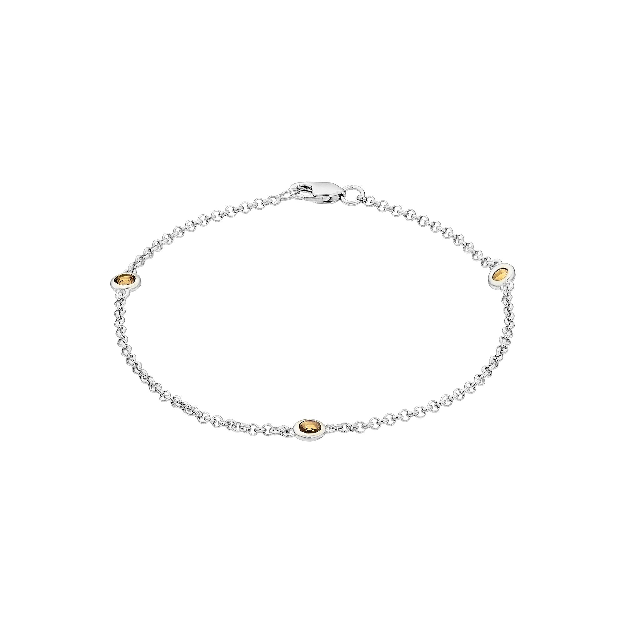 Gemminded Silver Gemstone Stationed Bracelet, Womens, Size: 7, Citrine