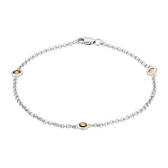 Gemminded Silver Gemstone Stationed Bracelet