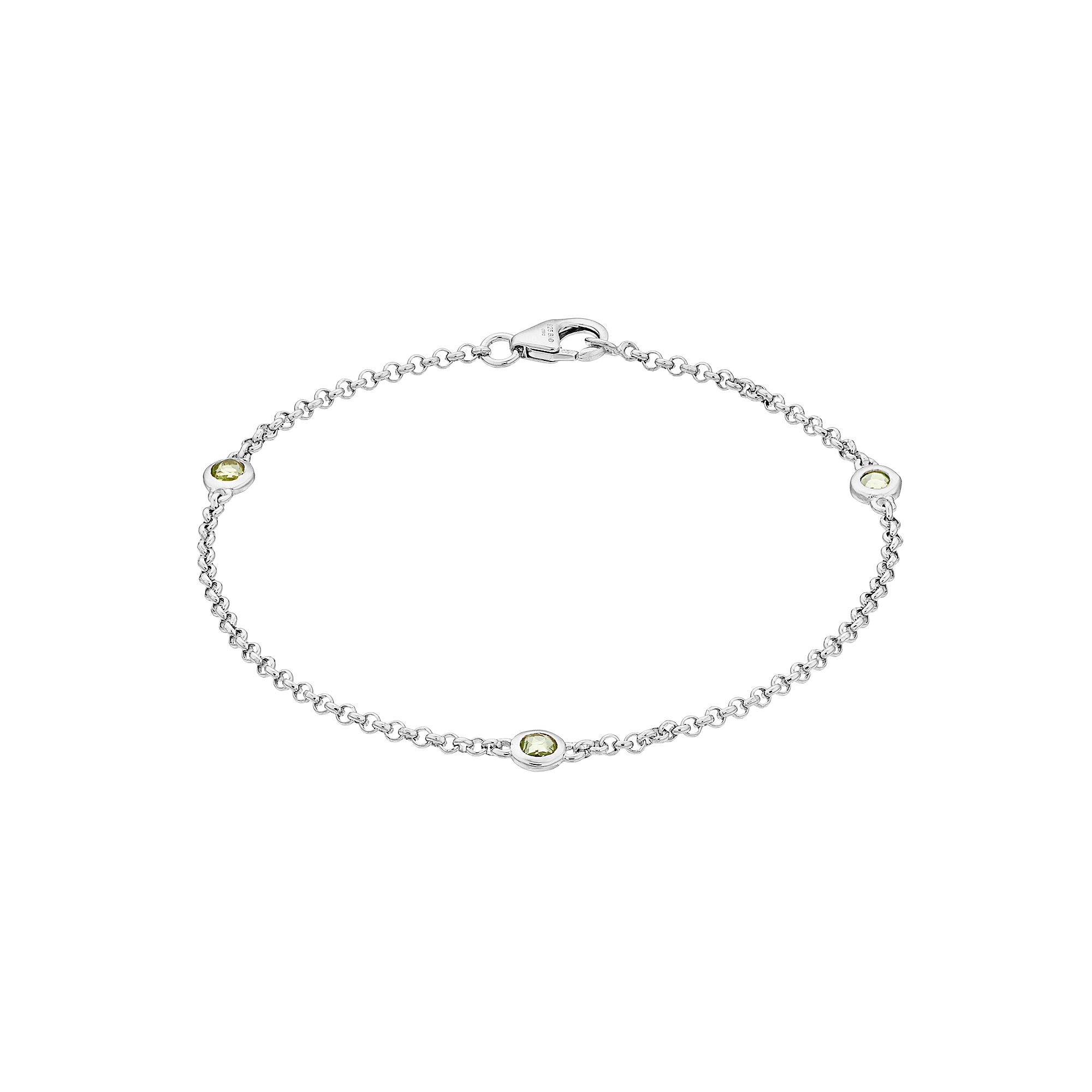 Gemminded Silver Gemstone Stationed Bracelet, Womens, Size: 7, Peridot