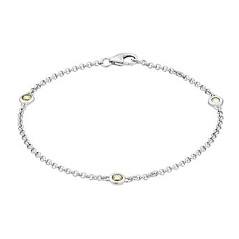 Gemminded Silver Gemstone Stationed Bracelet