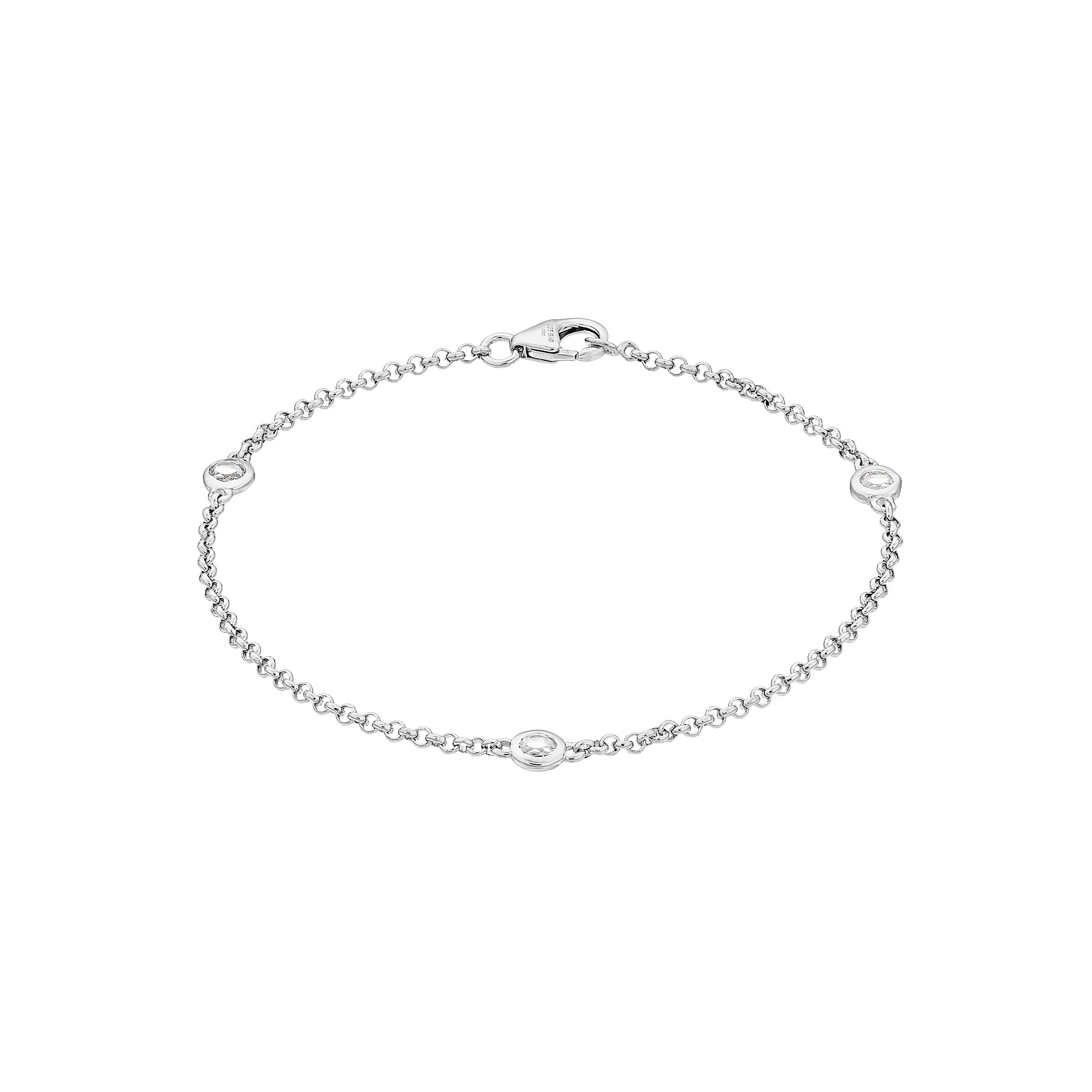 Gemminded Silver Gemstone Stationed Bracelet, Womens, Size: 7, White To