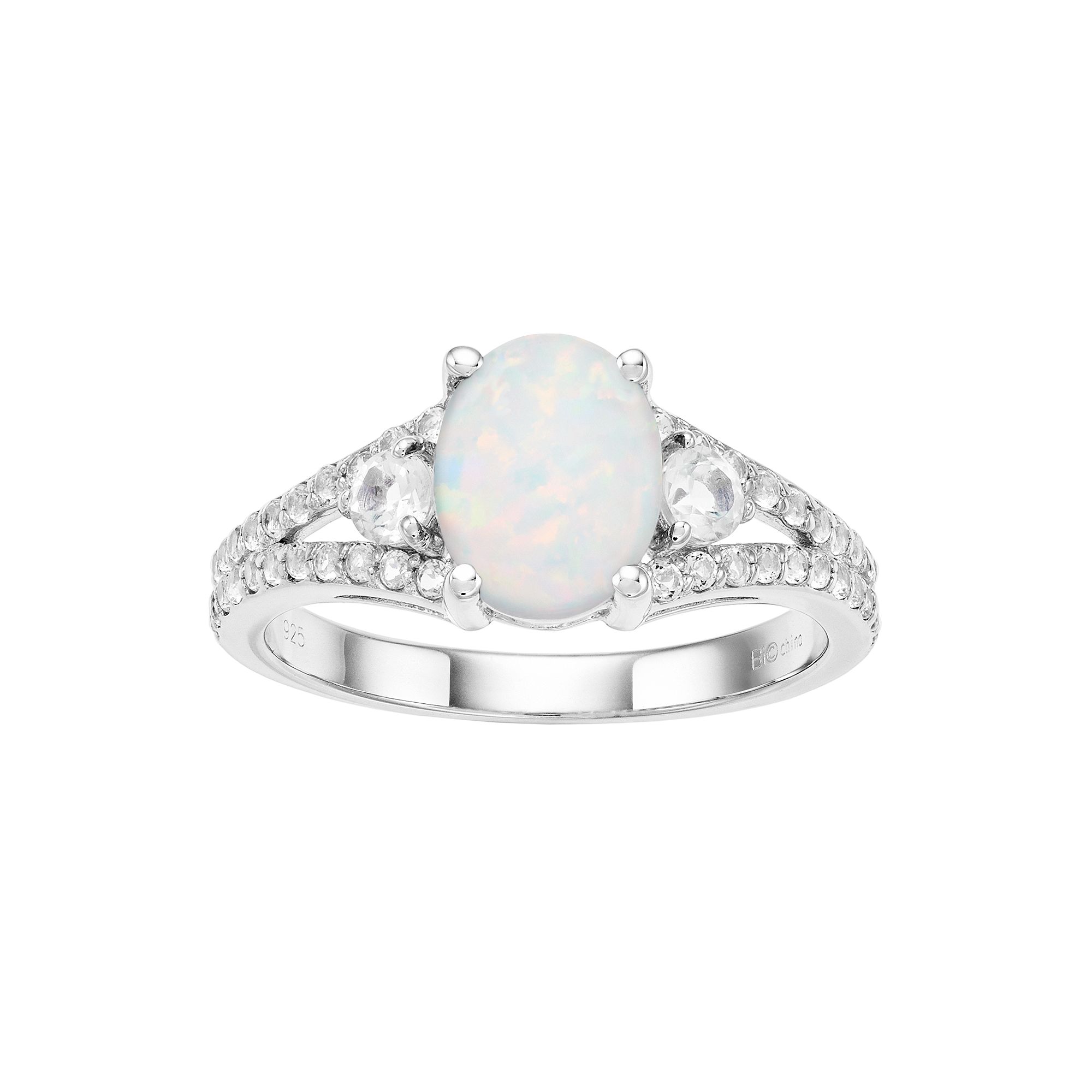 Gemminded Sterling Silver Gemstone Ring, Womens, Size: 5, Created White Op