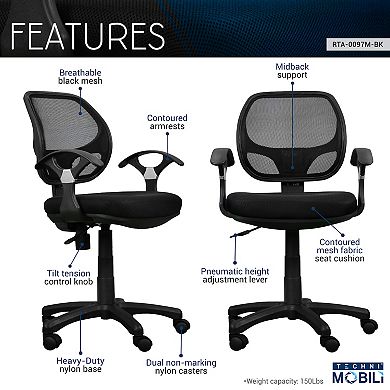 Techni Mobili Midback Mesh Task Office Chair