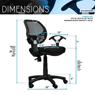 Techni Mobili Midback Mesh Task Office Chair
