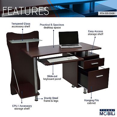 Techni Mobili Stylish Computer Desk with Storage
