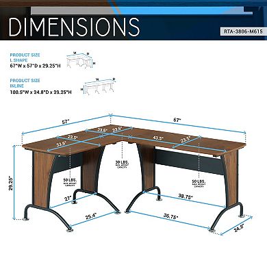 Techni Mobili Deluxe L-Shaped Desk with Inline Team Desk Option