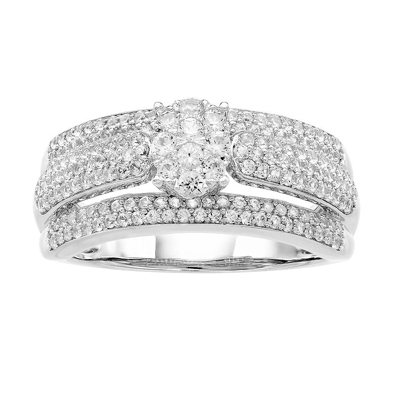 14k White Gold 1 Carat T.W. Diamond Pave Ring, Womens, Size: 6