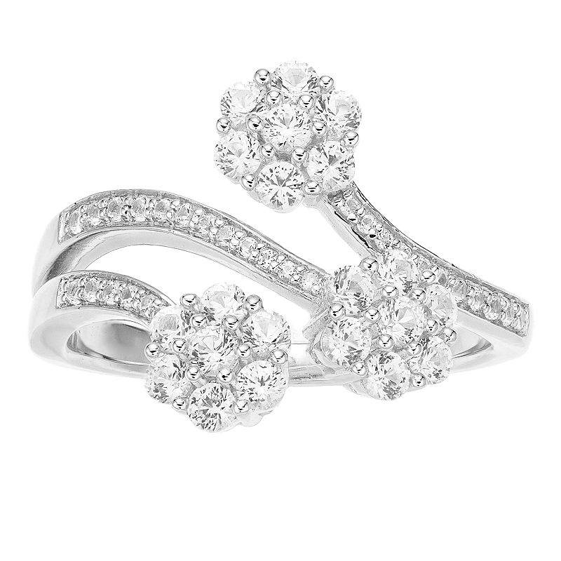10k White Gold 3/4 Carat T.W. Diamond Bypass Ring, Womens, Size: 6
