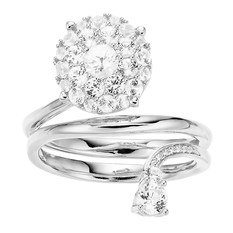 14k White Gold 1 Carat T.W. Diamond Cluster Freeform Ring, Womens, Size: 6