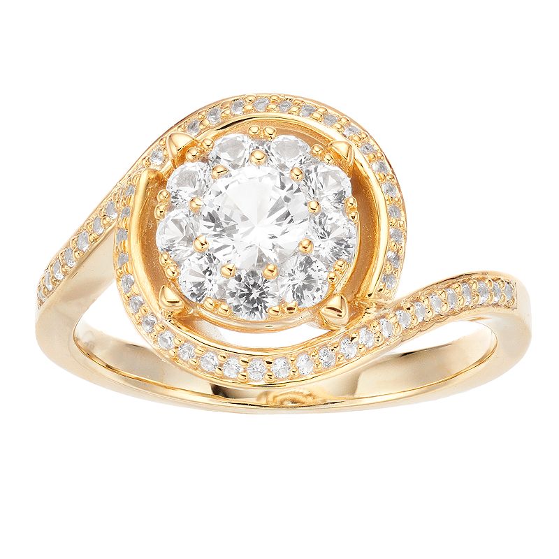 10k Gold 3/4 Carat T.W. Diamond Halo Ring, Womens, Size: 8, White