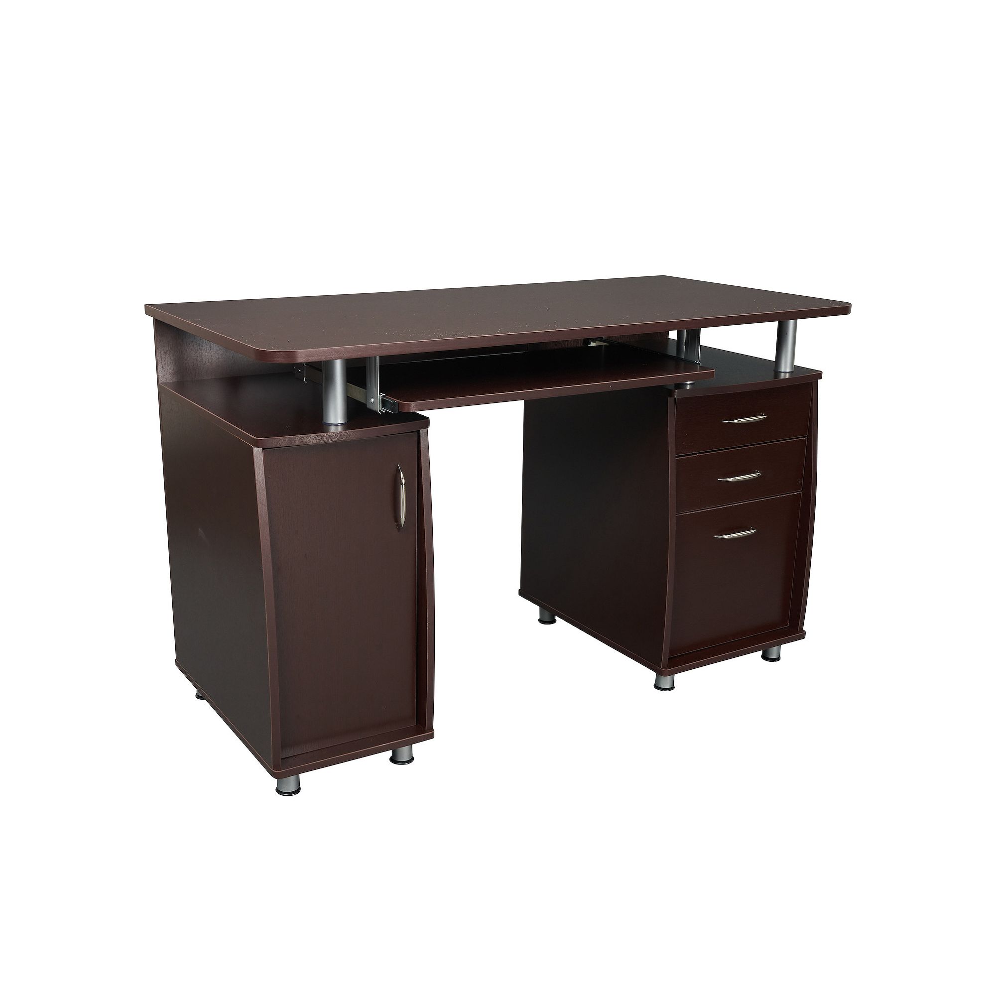 Techni Mobili Complete Workstation Computer Desk with Storage, Brown