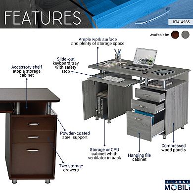 Techni Mobili Complete Workstation Computer Desk with Storage