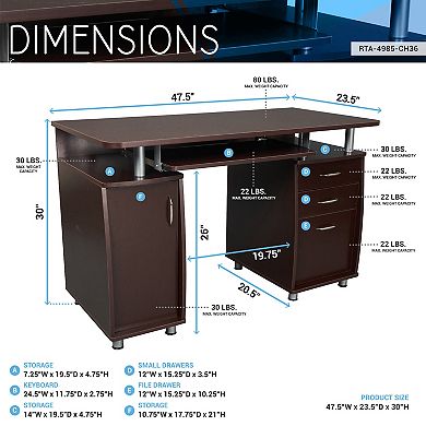 Techni Mobili Complete Workstation Computer Desk with Storage