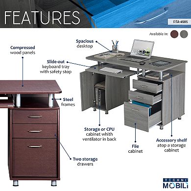 Techni Mobili Complete Workstation Computer Desk with Storage