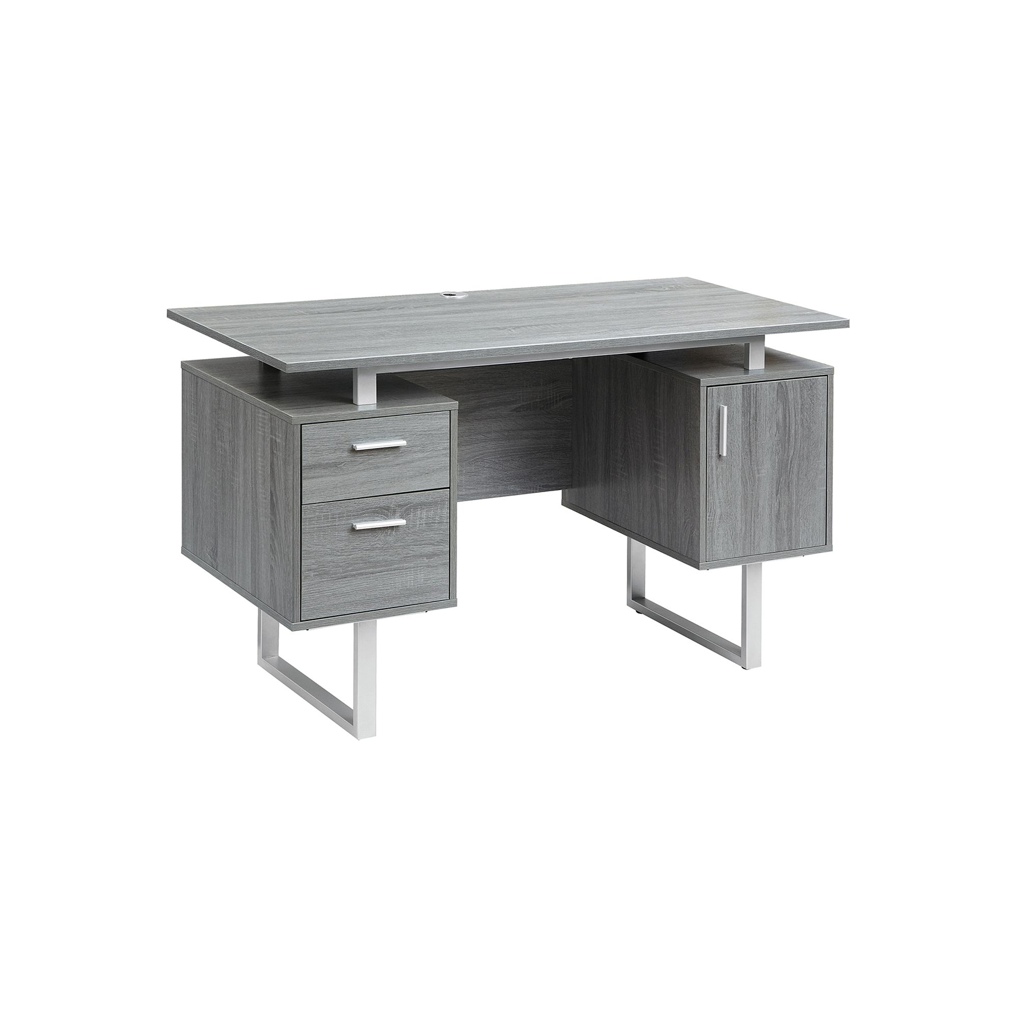 Techni Mobili Modern Office Desk with Storage, Gray